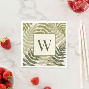 Servilleta De Papel Monograma del Personalizado del patrón de ferns
