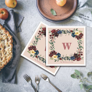 Servilleta De Papel Monograma del Personalizado Romántico Floral