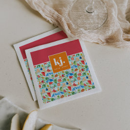 Servilleta De Papel Monograma divertido de estilo veraniego