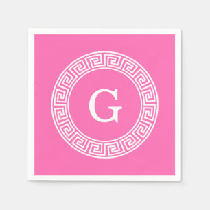 Servilleta De Papel Monograma dominante griego blanco caliente de la