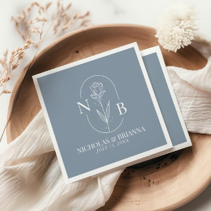 Servilleta De Papel Monograma Dusty Blue Elegant Wedding