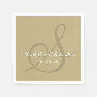 Servilleta De Papel Monograma Ecru Boda negrita Napkins de papel