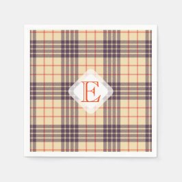 Servilleta De Papel Monograma, elegante clan escocés beige plaid tarta