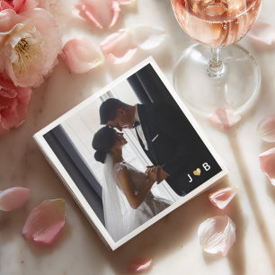 Servilleta De Papel Monograma Elegante de Foto de Pareja de Boda Perso
