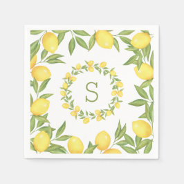 Servilleta De Papel Monograma Elegante de Limones y Verdor