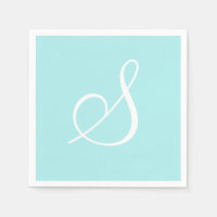 Monograma elegante grande blanco | Pastel Turquois
