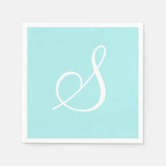 Servilleta De Papel Monograma elegante grande blanco | Pastel Turquois