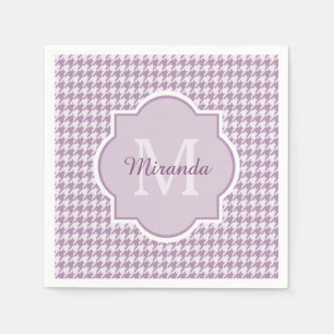 Servilleta De Papel Monograma elegante Houndstooth purpúreo claro con