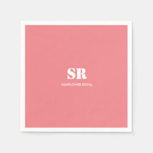 Servilleta De Papel Monograma Elegante Rosa Mínimo