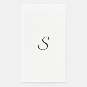 Servilleta De Papel Monograma elegante simple blanco y negro