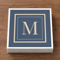 Monograma enmarcado personalizado azul y vainilla