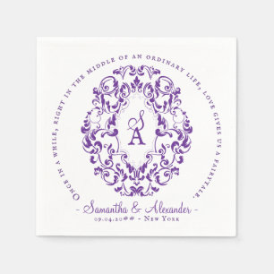 Servilleta De Papel Monograma Escudo impresión antigua Boda púrpura re