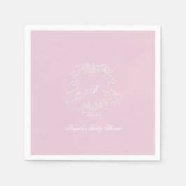 Servilleta De Papel Monograma Escudo Papel rosa Baby Shower Napkin