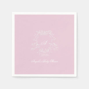 Servilleta De Papel Monograma Escudo Papel rosa Baby Shower Napkin