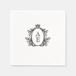 Servilleta De Papel Monograma Escudo romántico Boda blanco y negro