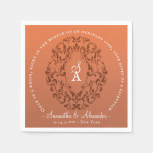 Servilleta De Papel Monograma Escudo victoriano Boda Gothic Terracotta