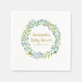 Servilleta De Papel Monograma Eucalyptus Greenery Wreath Baby Shower
