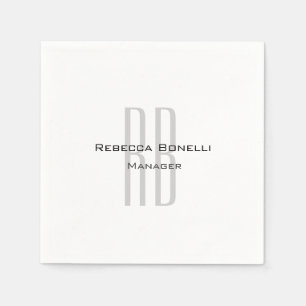Servilleta De Papel Monograma exclusivo exclusivo de gris blanco moder