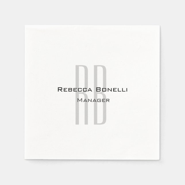 Servilleta De Papel Monograma exclusivo exclusivo de gris blanco moder (Anverso)