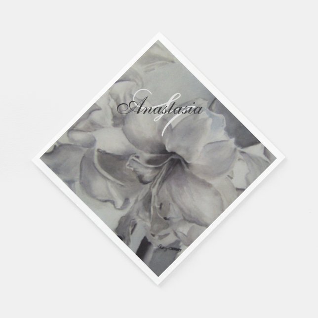 SERVILLETA DE PAPEL MONOGRAMA FIESTA BLANCO Y NEGRO (Esquina)