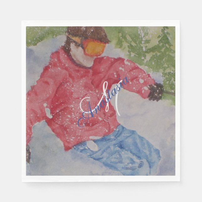 SERVILLETA DE PAPEL MONOGRAMA FIESTA DE ESQUÍ BAJO HILL (Anverso)