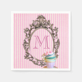 Servilleta De Papel monograma fiesta vintage lindo moderno tiras ondul