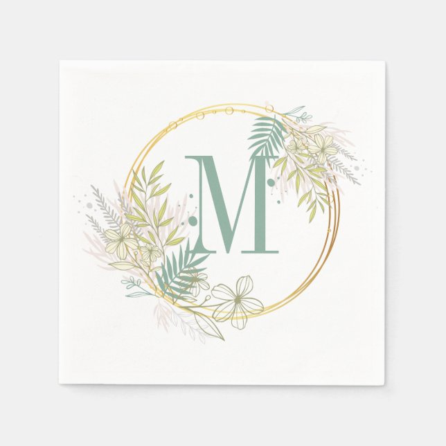 Servilleta De Papel Monograma floral (Anverso)
