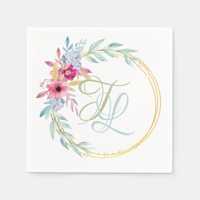 Servilleta De Papel Monograma Floral (Anverso)