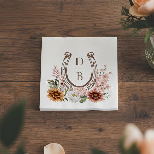 Servilleta De Papel Monograma Floral de Herradura Occidental Rústica d