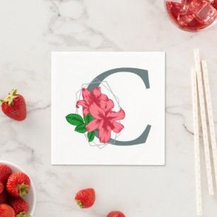 Servilleta De Papel Monograma floral de letra mayúscula C