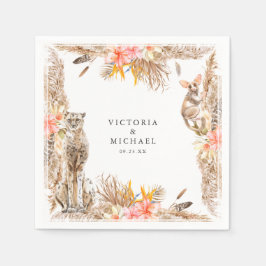 Servilleta De Papel Monograma floral de Safari Boho africano