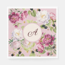 Monograma Floral y Dot Napkin