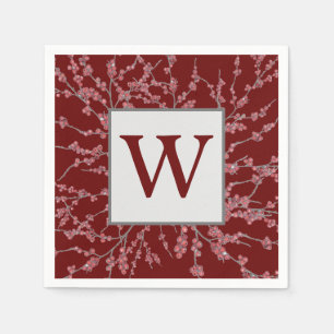 Servilleta De Papel Monograma Foliage de color de agua de arbusto de m