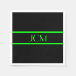 Servilleta De Papel Monograma franja verde negra y lima