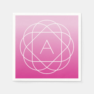 Servilleta De Papel Monograma geométrico floral Ómbre sombreado rosa
