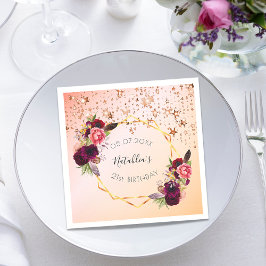 Servilleta De Papel Monograma geométrico rosa de color rosa rosa de or