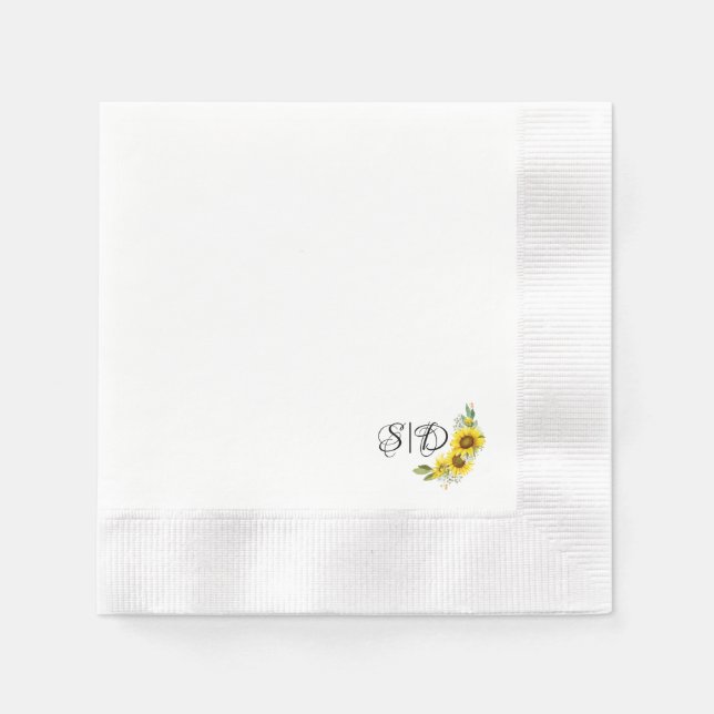 Servilleta De Papel Monograma giratorio acuarela amarillo (Anverso)