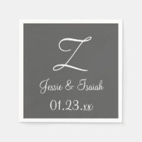 Monograma Granito Gris Simple Papel colorido