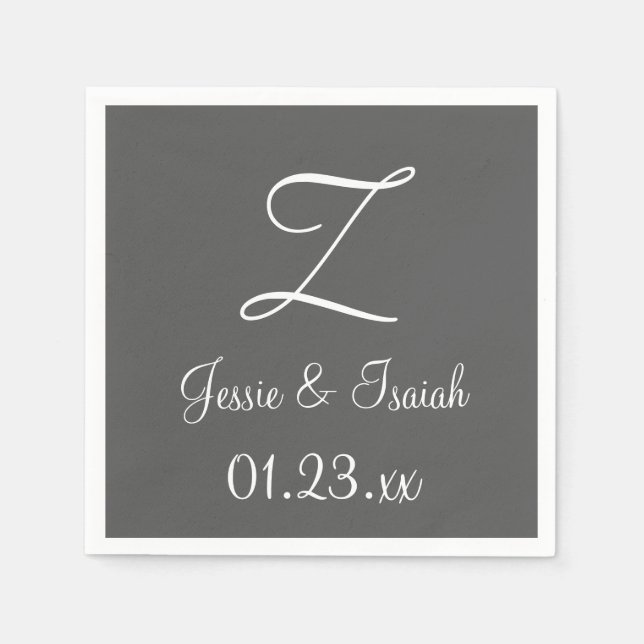 Servilleta De Papel Monograma Granito Gris Simple Papel colorido (Anverso)