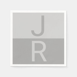 Servilleta De Papel Monograma Gris claro y Gris de Iniciales Modernas