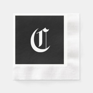 Servilleta De Papel Monograma inicial C negro y blanco,