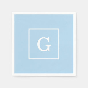 Servilleta De Papel Monograma inicial con marco azul en polvo