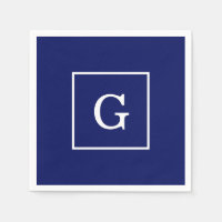 Monograma inicial con marco azul marino