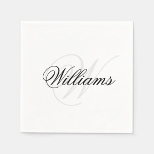 Servilleta De Papel Monograma inicial de nombre personalizado en blanc