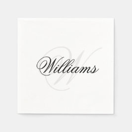 Servilleta De Papel Monograma inicial de nombre personalizado en negro