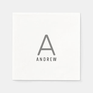 Servilleta De Papel Monograma inicial de nombre personalizado gris neg