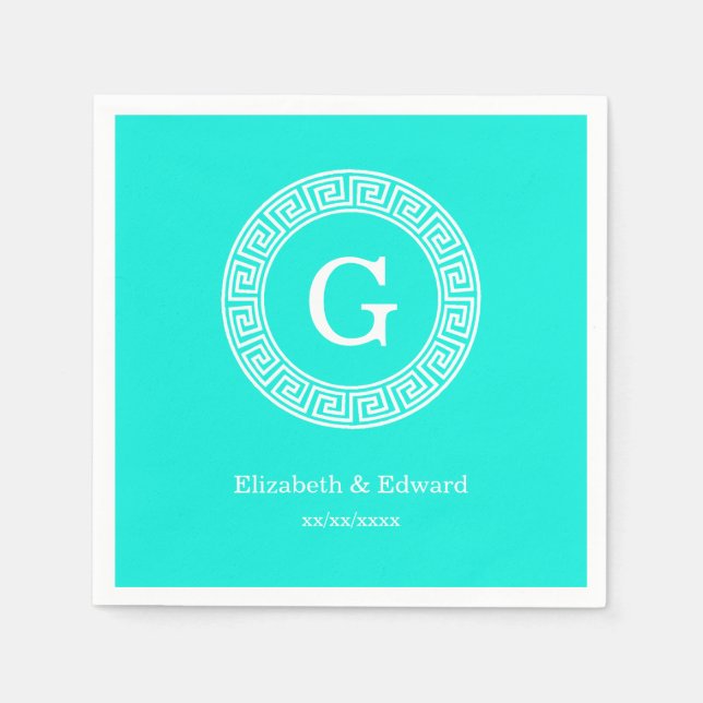 Servilleta De Papel Monograma inicial del marco de la llave griega Brt (Anverso)