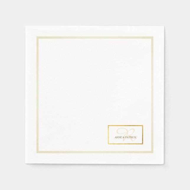 Servilleta De Papel monograma inicial familiar elegante + nombres, bod (Anverso)