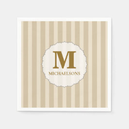 Servilleta De Papel Monograma Inicial Sencillo Minimalista Marrón Clar