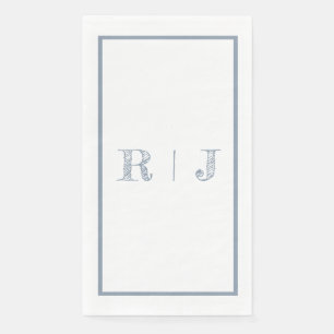 Servilleta De Papel Monograma Iniciales Dusty Blue Modern Boda